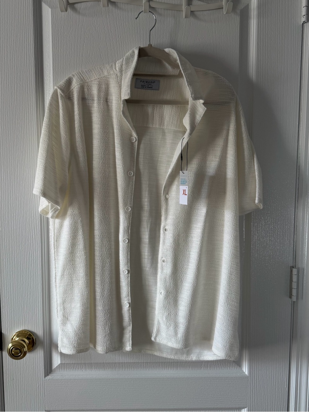 Primark Cream Short Sleeve Button-Down Shirt